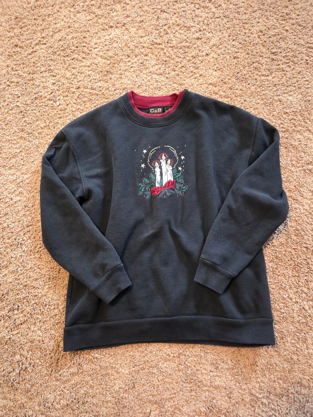 Vintage croft barrow advent candles holiday sweater black grandma M